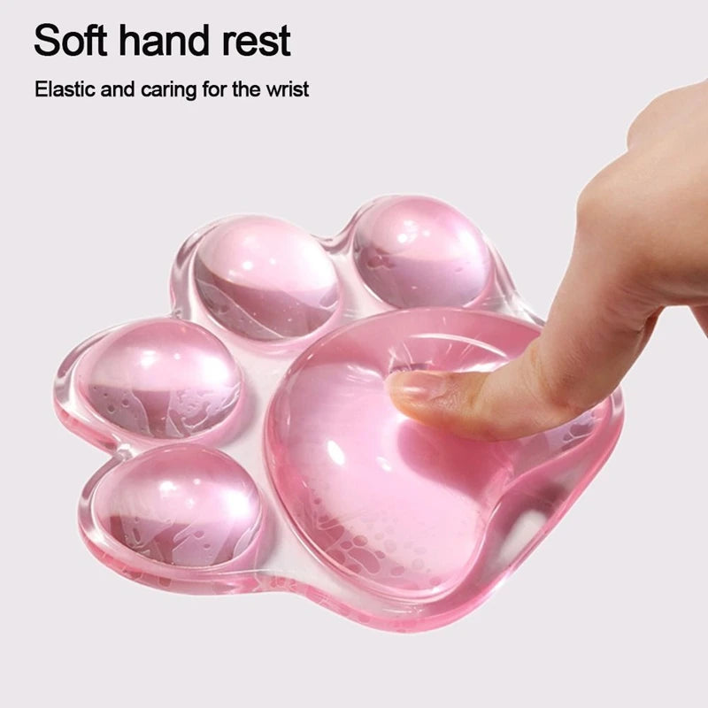 Cute Transparent Cat's Paw Shaped Mouse Pad Comfortable Non-Slip Wrist Rest Pad Mouse Wrist Rest Elbow Rest Mat Wrist Support