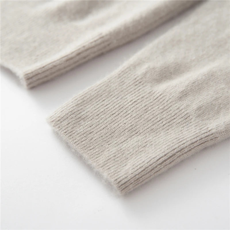 Autumn Winter New Men's Half High Collar Pullover 100% Cashmere Knitted Sweater Casual Business Solid Color Long Sleeve Clothing