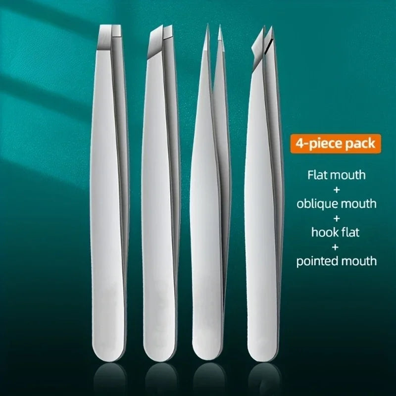Ouriner 4pcs Set Professional Tweezers Set Perfect For Eyebrow Hair Removal Splinter Very Effortless and Relaxed to Remove