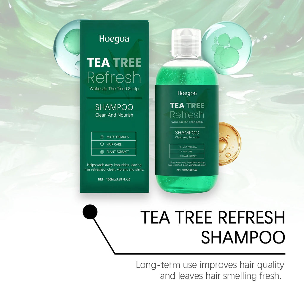 Tea Tree Essenti Al Oil Shampoo Repair Dry Damaged Reduce Dandruff Nourish Hair Cleansing Scalp Refreshing Oil Control Shampoo
