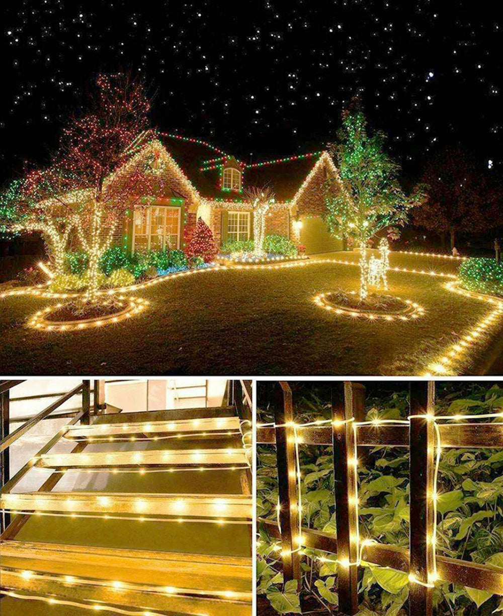 EU 220V LED Rope Tube String Fairy Lights 360 Degree Ligthing Waterproof Outdoor Garden Lamp Rainbow Led Strip