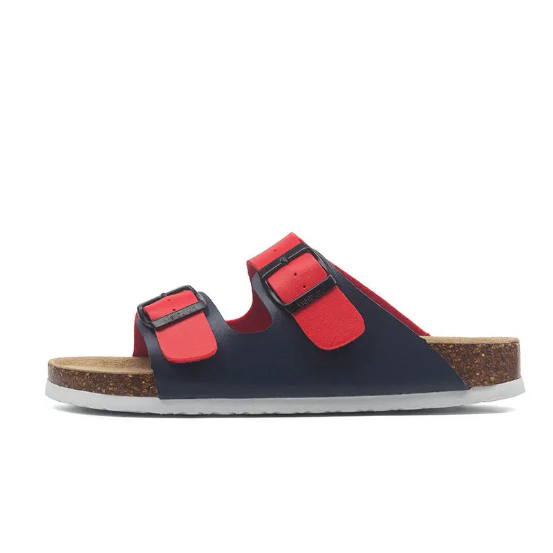 Hot Sales 2019 Summer Beach Cork Slippers Sandals Casual Double Buckle Clogs Sandalias Women men Slip on Flip Flops Flats Shoes