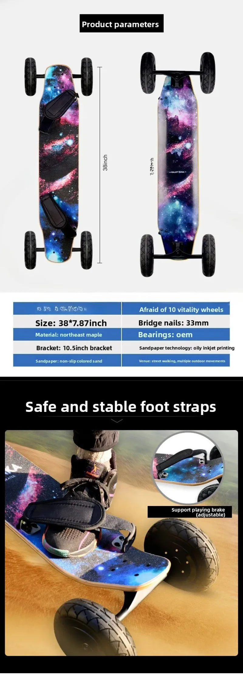 Wide Mountain Board Double Warp Skateboard Longboard