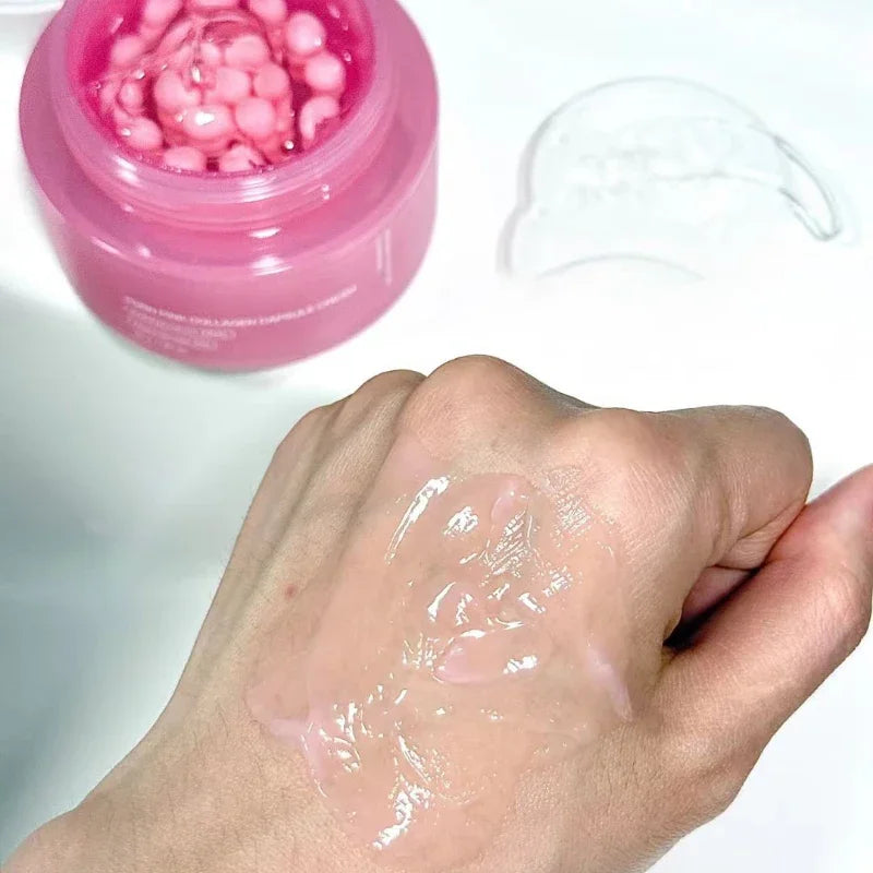 Niacinamide Collagen PDRN Face Cream - Korean Pink Capsule Moisturizer, Non Greasy & Brightening for Uneven Skin Tone