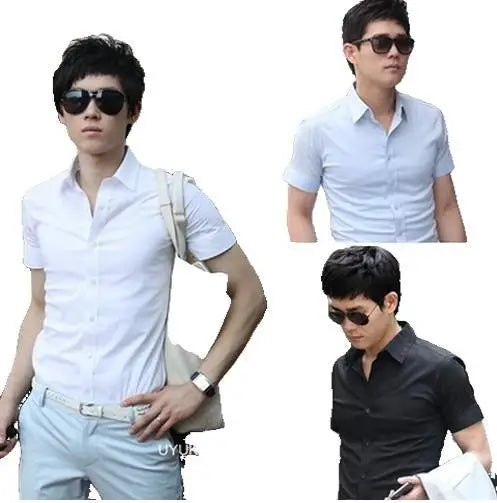 16 Colors Summer Polyester Men Solid Casual Business Shirts Men's Korean Version Slim Fit Short Sleeve Shirt 2023 New