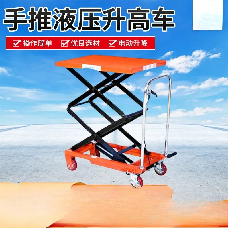 Scissor logistics trolley, movable hand push hydraulic lifting trolley