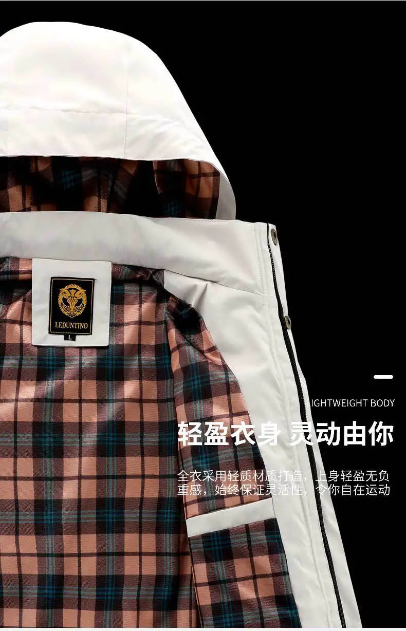 Men's Casual Jacket Parka Autumn/Winter Hooded Jacket Men's Coat Solid Color Outdoor Chic