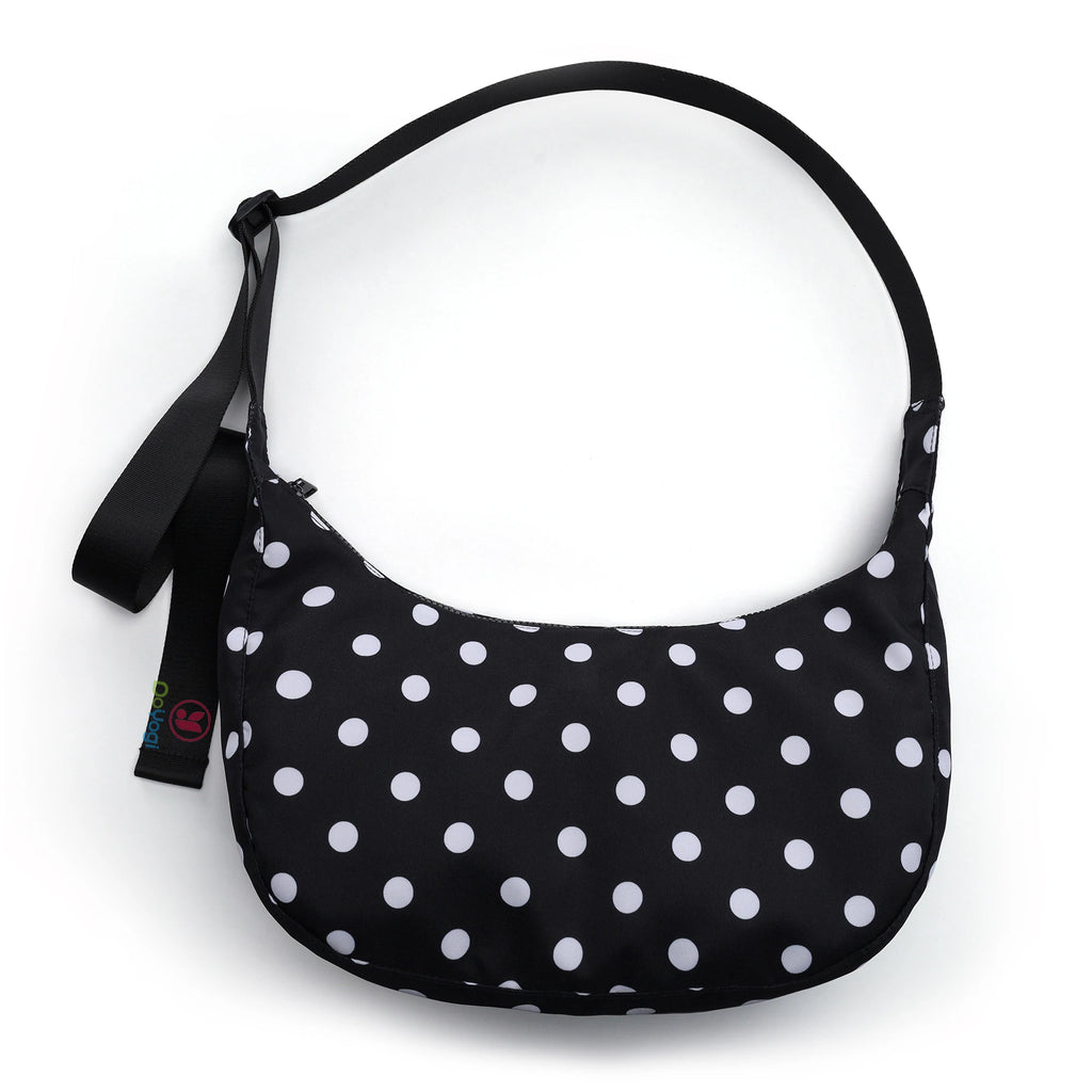 Nylon Medium Crescent Bag for Women Men,Crossbody Bag with Adjustable Strap&Dual Interior Zip Pocket Casual Daily Shoulder Bag