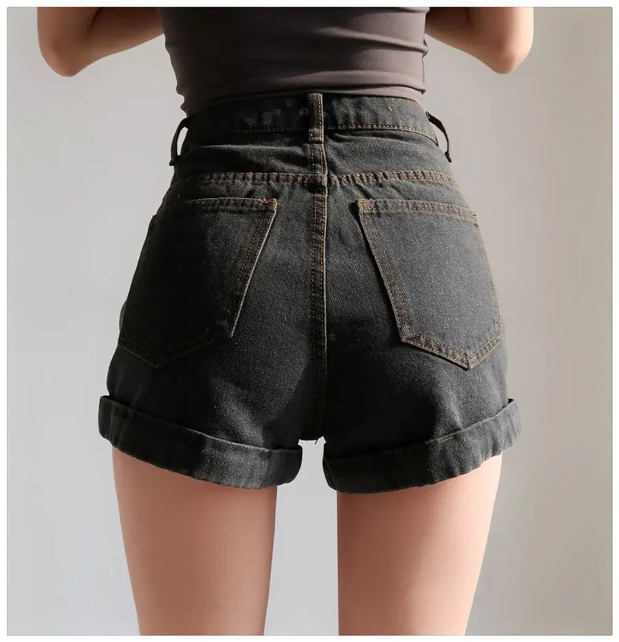 Basic Denim Shorts Women Sexy Skinny Vintage All-match High Waist Fashion Casual Streetwear Summer Chic Pure Temperament Females