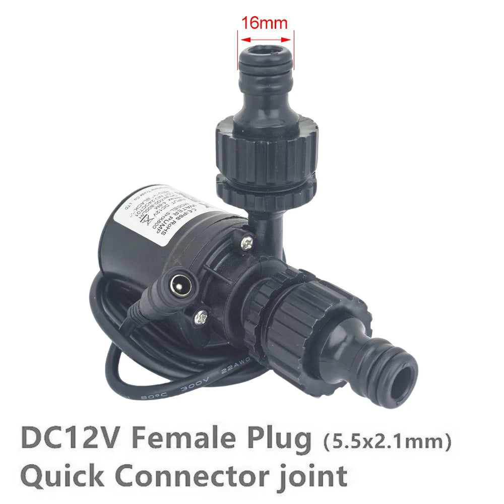 Water Pump 12v High Pressure Ultra Quiet Solar DC 24V Lift 5M 800L/H Brushless Motor Submersible Water Pumps Quick Break Joint