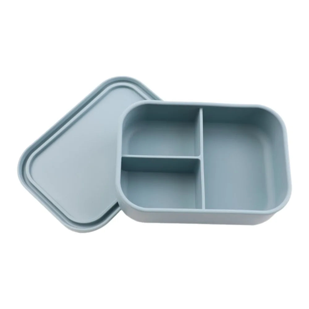 Durable 3 Compartments Silicone Lunch Box Microwavable Rectangular Lunch Container Heat Resistant Picnic box Office