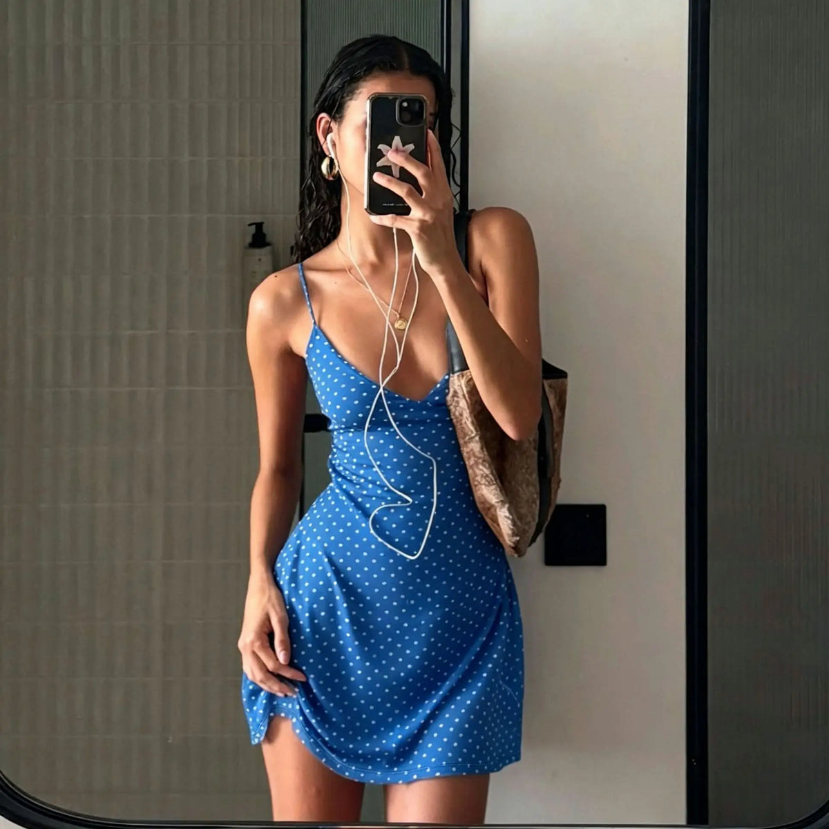 Summer Women's Dress Y2K Sweet Lady Fashion Street Women Dot Print Casual Simple Basic Sleeveless Dress Women's Chic