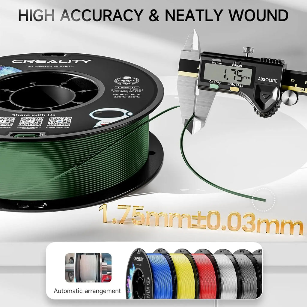 Creality CR-PETG Filament 1.75 mm Excellent Toughness Odourless Non-Toxic Moisture Resistant 1KG Filament for 3D Printer