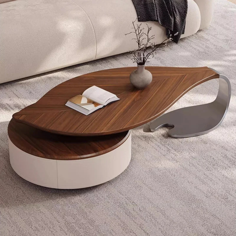 Modern Leaf Shape Walnut Veneer Coffee Table Light Luxury Living Room Home New Designer Creative Special Shape Coffee Table