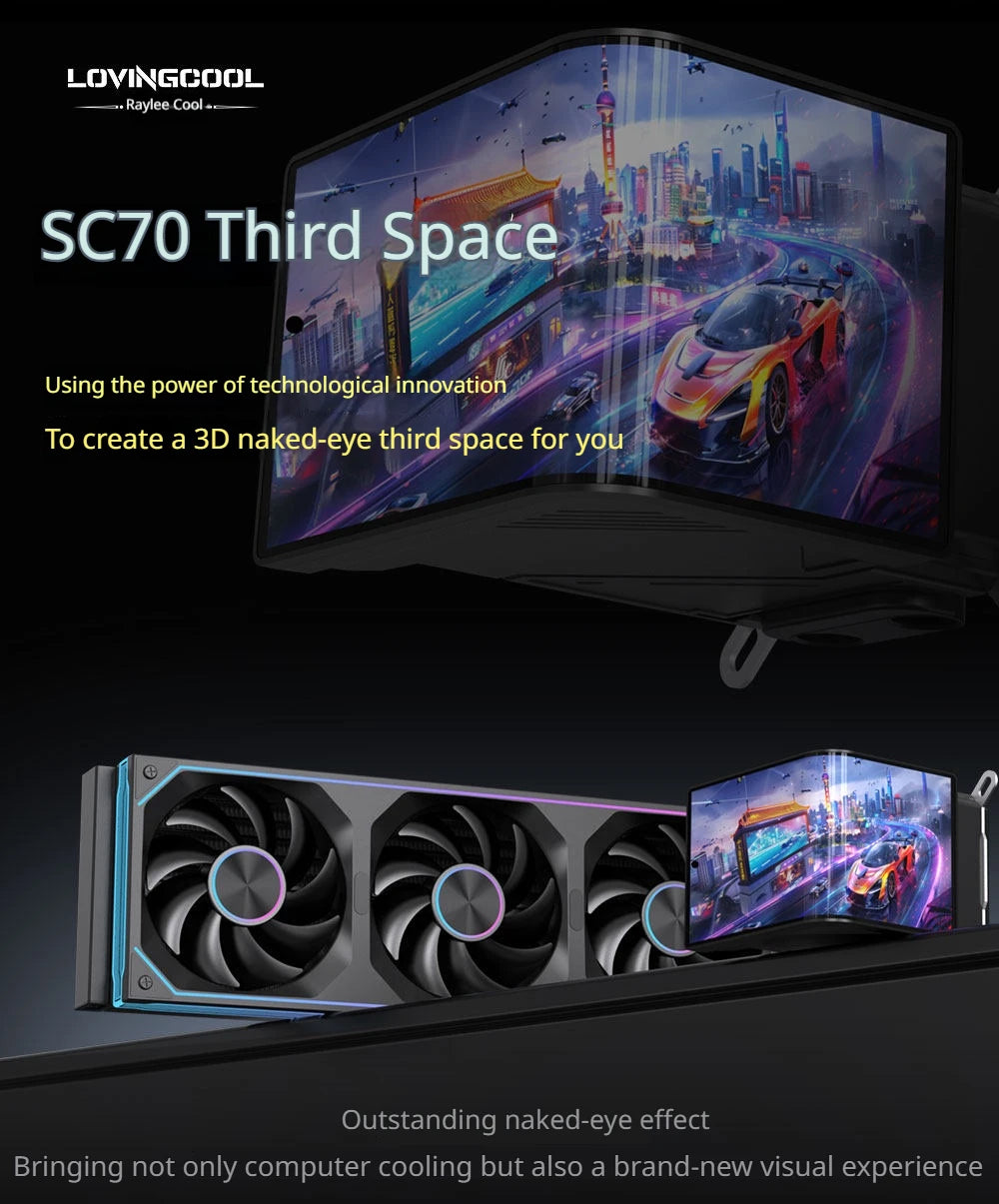 LOVINGCOOL SC70 360 ARGB CPU Liquid Cooler Radiator 6.67-Inch Naked-Eye 3D Super Large Frameless Curved Screen Water Cooler