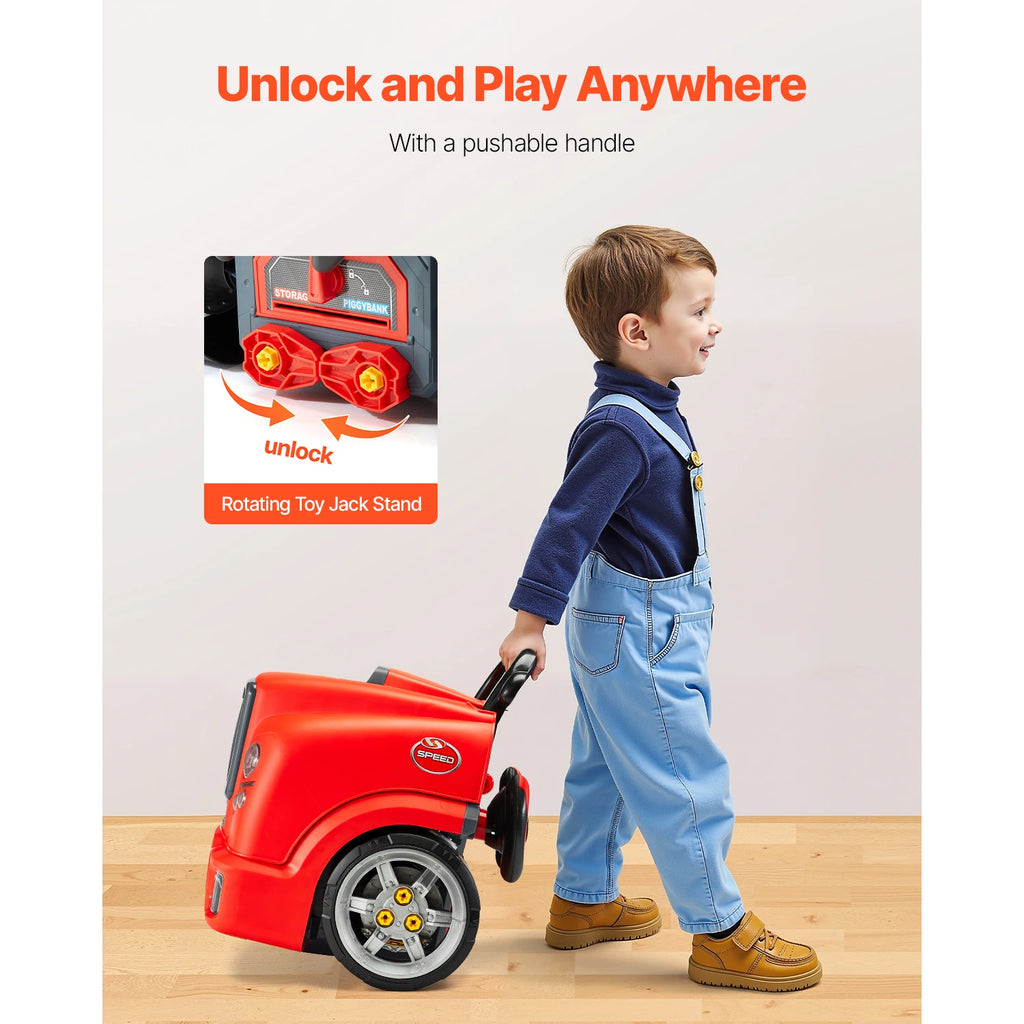 SucceBuy 60 Pcs Kids Mechanic Car Repair Set with Removable Parts & Horn Workshop Set Engine Toy for Toddler Children Gift