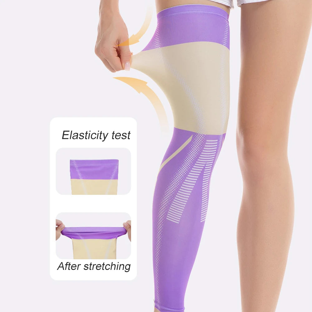1PCs Compression Leg Sleeves Full Length for Varicose Veins Running Cycling Sports UV Protection Knee Support for Women Men