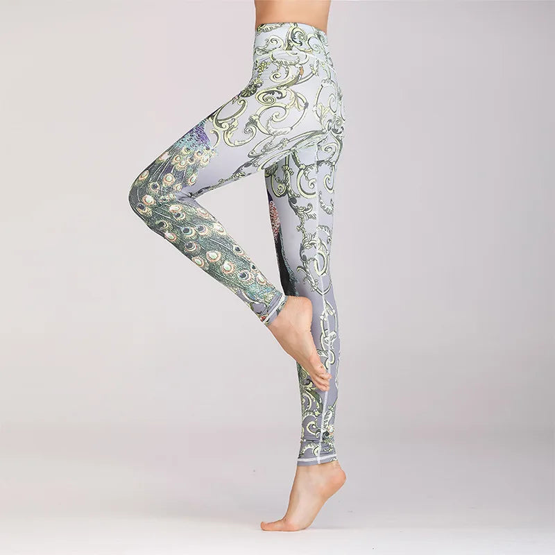 Women's High-Waist Yoga Pants, Quick-Dry, Printed, Stretch, Fitness Leggings, Tummy Control, Sports, Running, Athletic Pants
