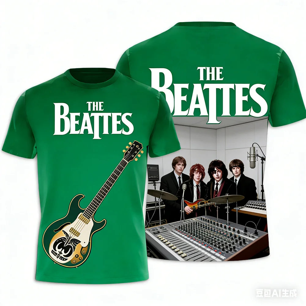 Rock band T-shirt Summer men's women's T-shirts The Beatles printed T-shirt Hip hop round neck T-shirt Breathable sports T-shirt