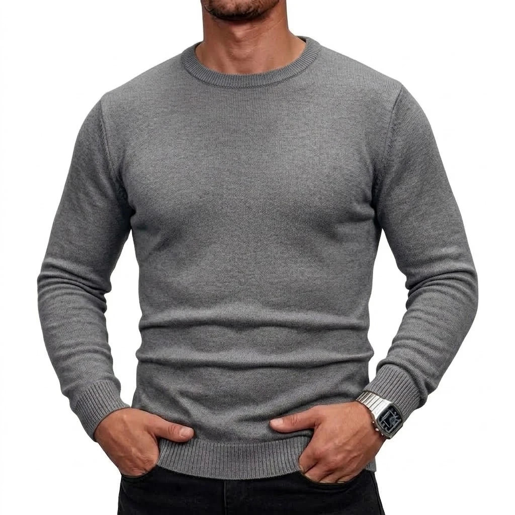 Mens Long Sleeve Knit Jumper Timeless Crew Neck Relaxed Pullover Cozy Knit Tops Business Office Apparel Thermal Knit Tees