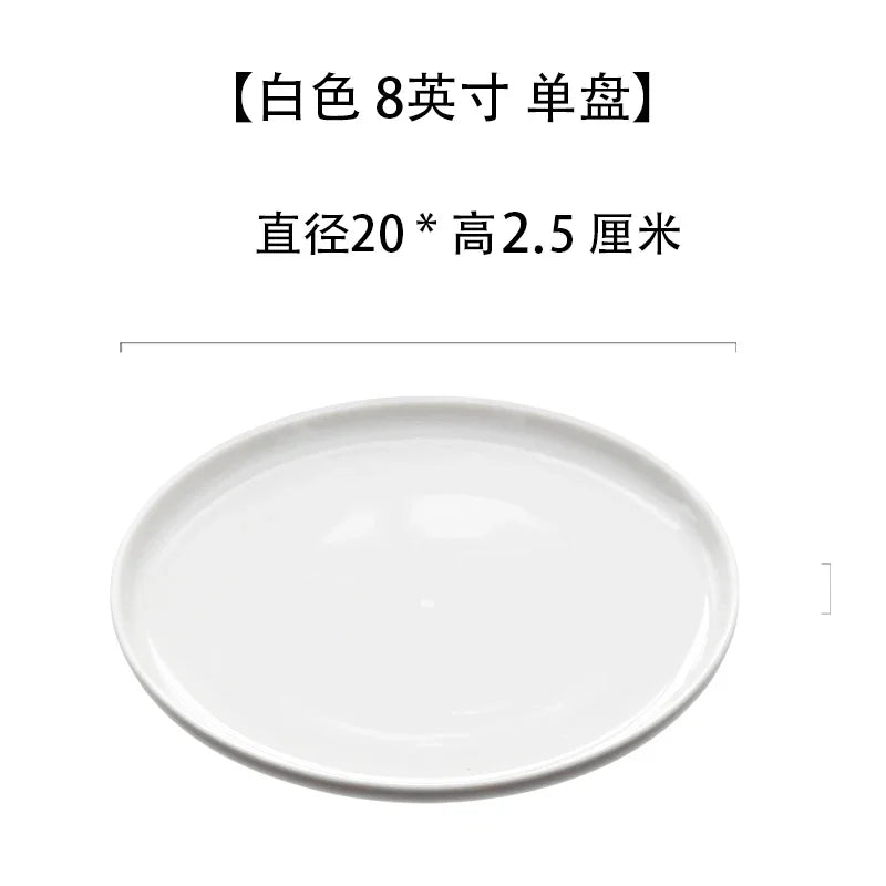 10 inch ceramic black and white Western style steak plate Commercial tableware Modern household circular sushi salad plate