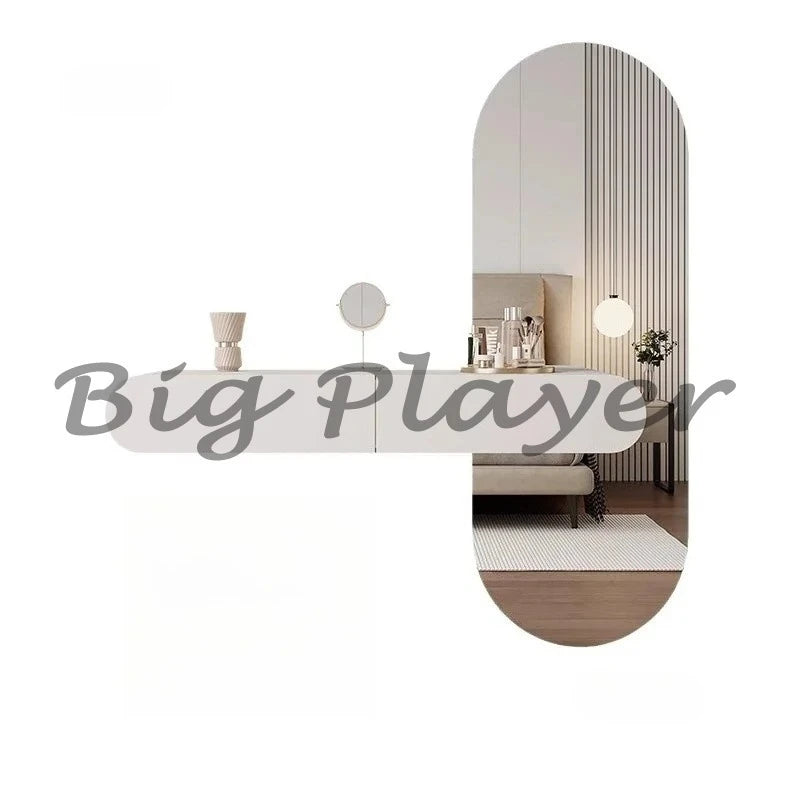 Cream Style Wall Mounted Dressing Table Minimalist Bedroom Furniture Set with Mirror