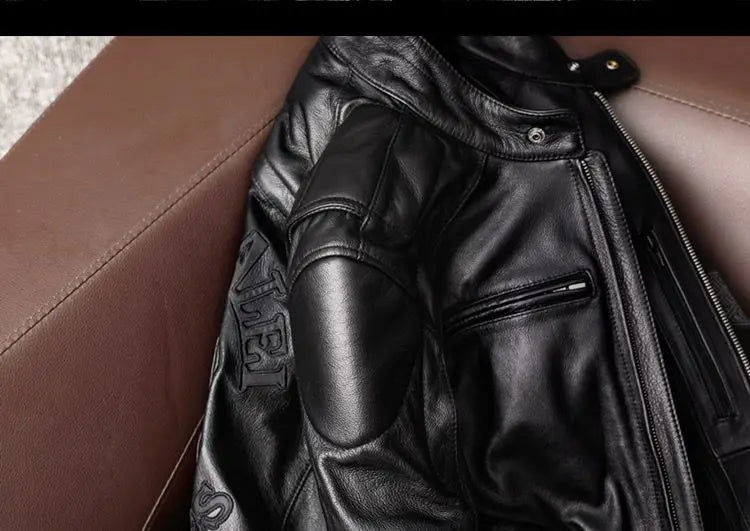 Genuine Leather Jacket Men 100% Cowhide Jacket Man Stand Collar Motorcycle Clothes Spring Autumn Winter 2024 New Leather Coat