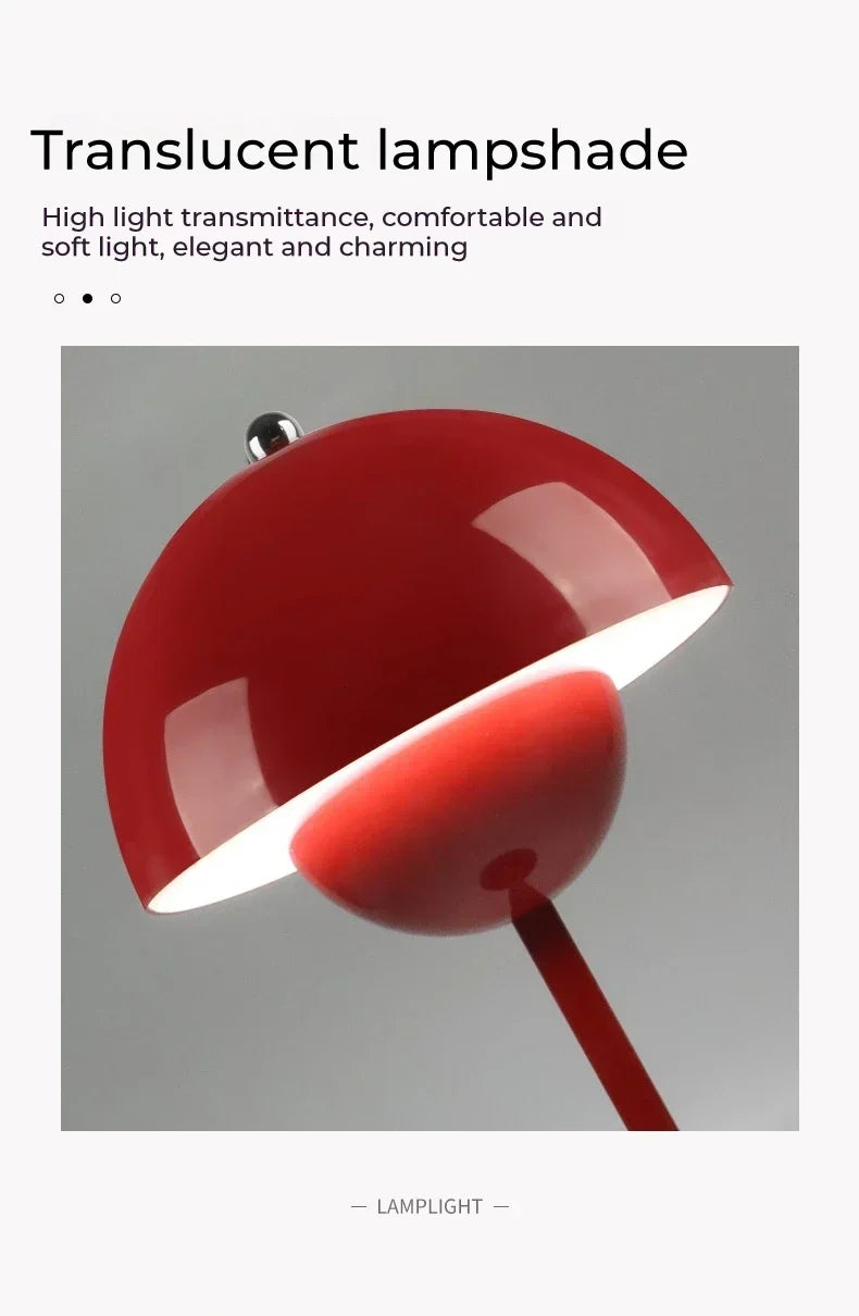USB Rechargeable Mushroom Table Lamp Three Speed Adjustment Indoor Lighting Fixture Flower Bud Desk Lamps Hoom Decor Night Light
