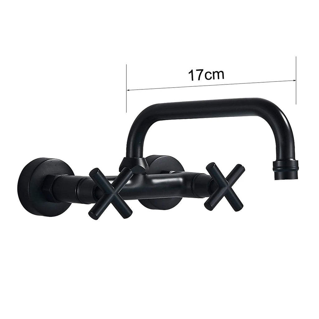 Black Kitchen Faucet Hot And Cold Water MixerFaucets Wall Mounted Tap Vessel Sink Mixer Tap Swivel Spouts Basin Mixer Tap Crane