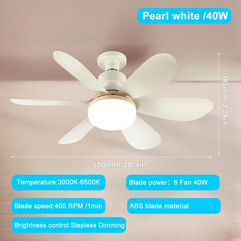 E26 E27 Base Home-use LED Ceiling Fan Light Wireless Remote Smart Fan Light 42cm 52cm Ceiling Fan for Room Office Study Kitchen