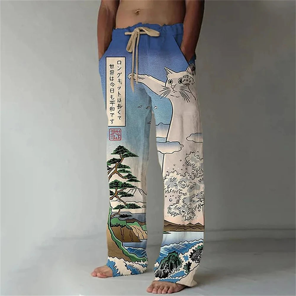 Men's Casual Pants Shark A 3d Printed men's New Winter Pants Fashion men's Loose Casual Pocket Pull Rope Sports Pants