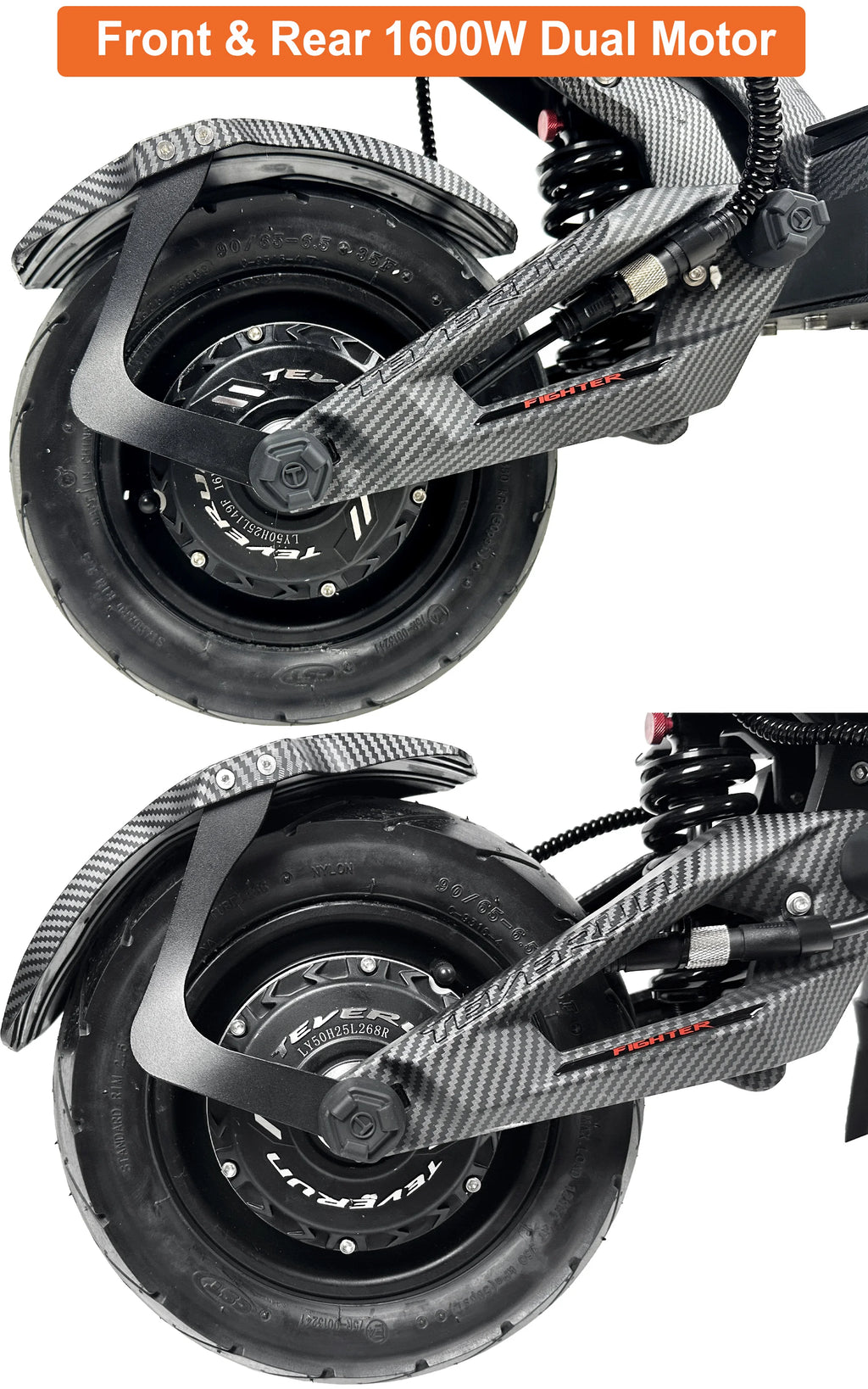Original Teverun Carbon Fiber Fender Blade GT II Mudguard Suit for Teverun Fighter 11 60V Scooter Original Teverun Accessories