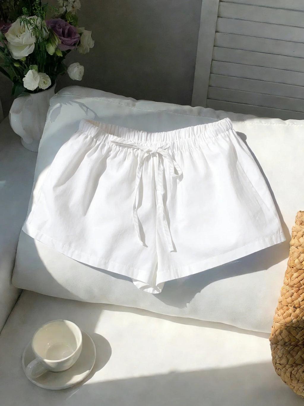 Women Elastic Waist Drawstring Shorts Loose Soft Casual Summer Beach Lounge High Waist Lightweight Short Pants for Ladies
