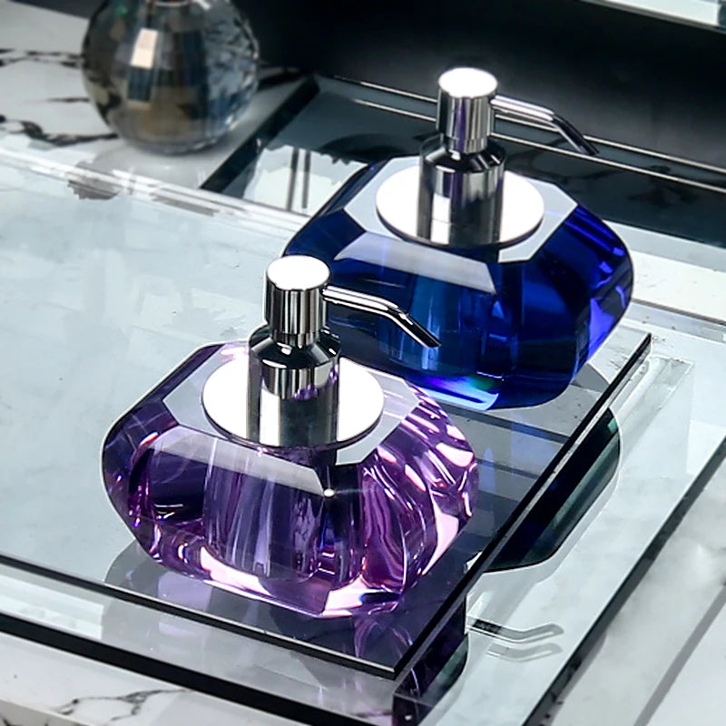 Crystal Glass Press Lotion Bottle Soap Dispenser Hand Sanitizer Dispensing Bottle Luxury Crystal Glass Lotion Bottle Bathroom