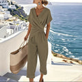 Summer Fashion Solid Women's Two Pieces Set Elegant V Neck Slim Office Suit Casual Pleated Irregular Top And Pants Female Outfit