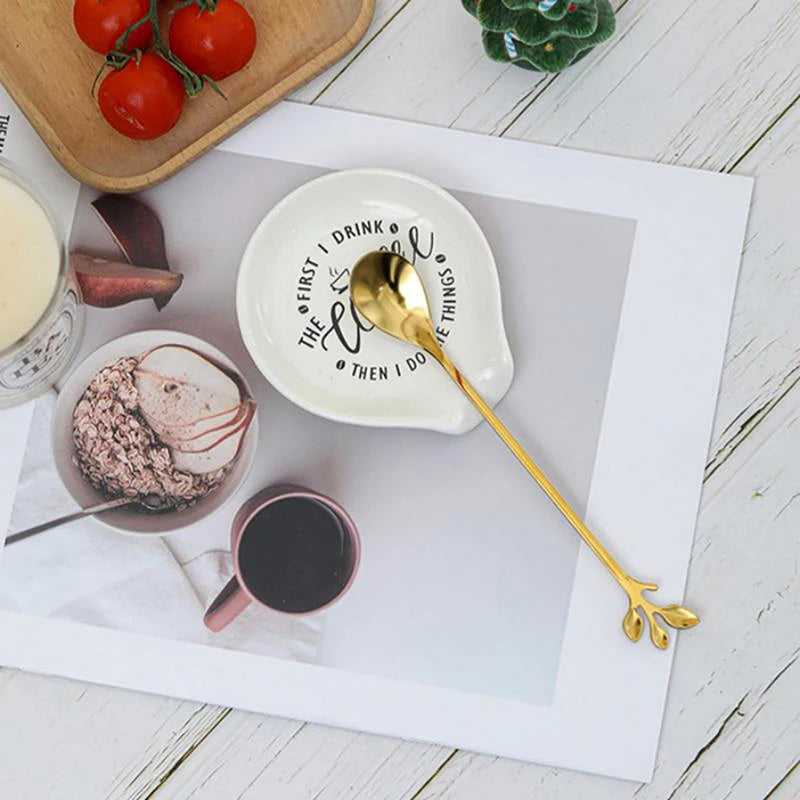 White Ceramic Versatile Spoon Holder & Tray Perfect For Coffee & Soup Spoons Kitchen Organizer Kitchen Utensils Tableware〔CC11〕