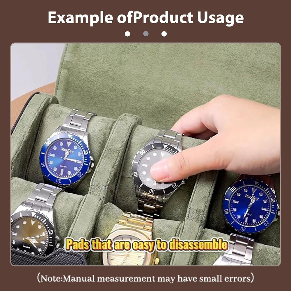 6 Watch Travel Cases for Men Watch Roll 6 Slots Travel Multifunctional Watch Display Box Cabinet Christmas Gift For Man Woman
