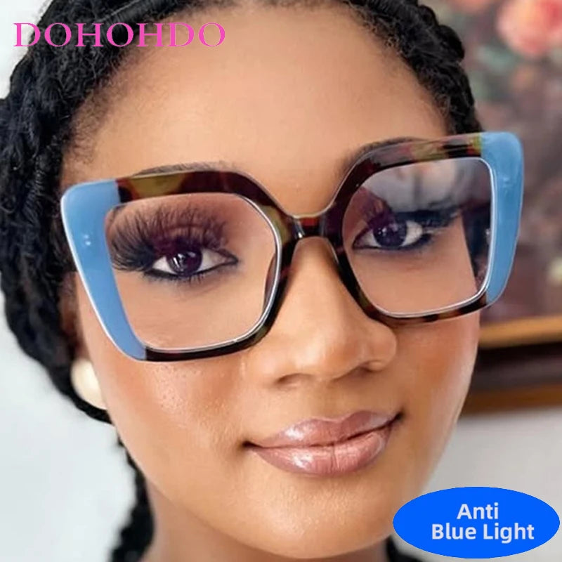 Oversized Square Frame Classic New Fashion Glasses Women Men Luxury Brand Designer Computer Games Anti-Blue Light Eyewear Unisex