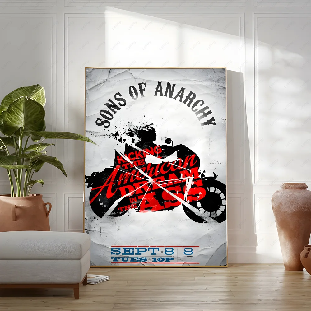 S-Sons Of A-Anarchy Crime Movie Poster Sticky Wall Art Printing Waterproof Home Living Bed Room Bar Hallway Aesthetic Decor