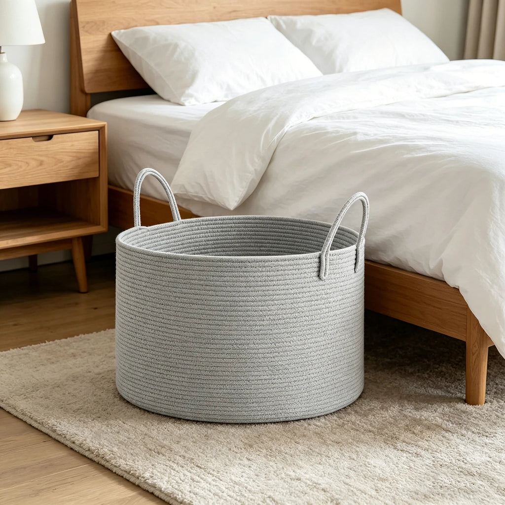 Extra Large Storage Basket, 70L Woven Blanket Storage for Living Room, Round Basket for Clothes, Big Laundry Hamper