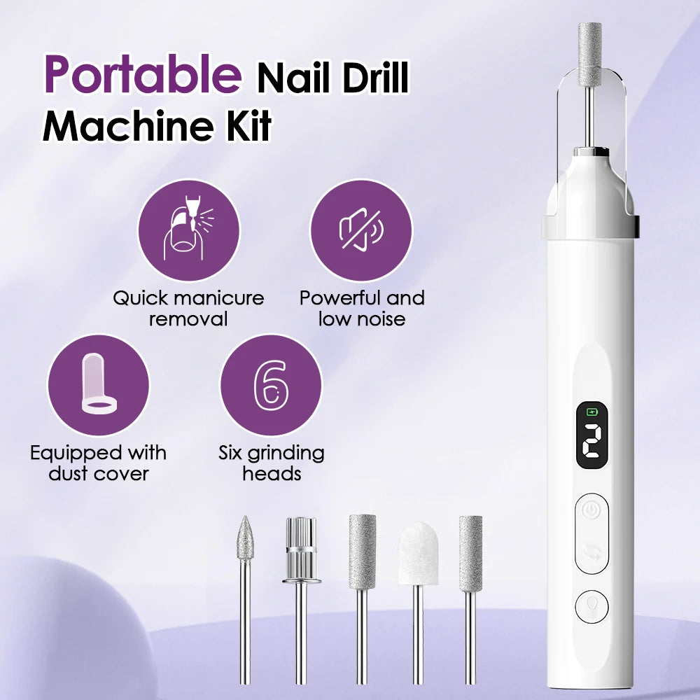 New 45000RPM Professional Electric Nail Drill Machine Low Noise Rechargeable Nail File Nails Accessories Gel Nail Polish Sander