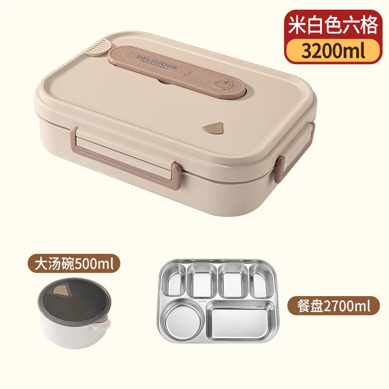 Portable Insulated Stainless Steel Lunch Box for Office Workers And Students Sealed Bento with Microwave Heating Food Container