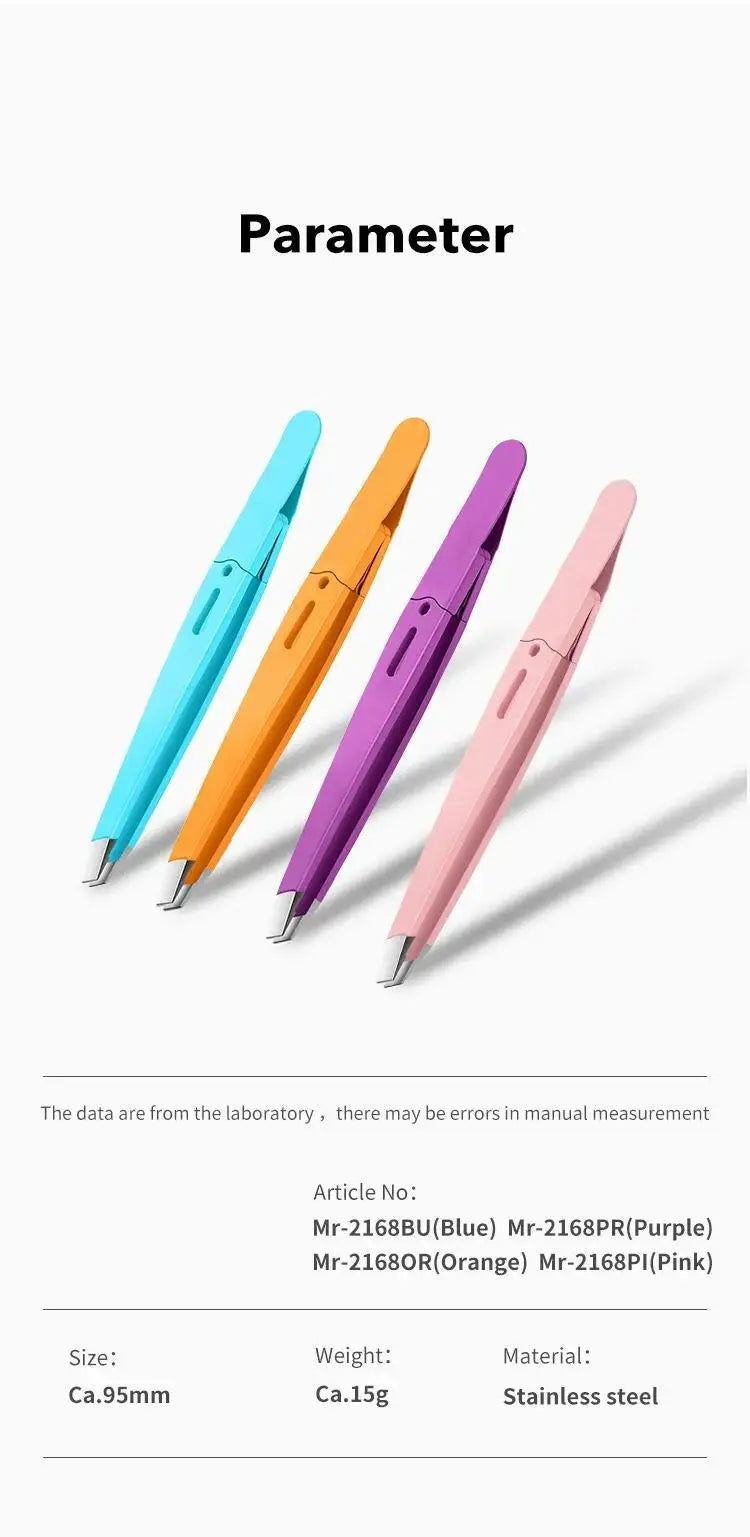Eyebrow Tweezer Colorful Hair Beauty Fine Hairs Puller Stainless Steel Slanted Eye Brow Clips Removal Makeup Tools