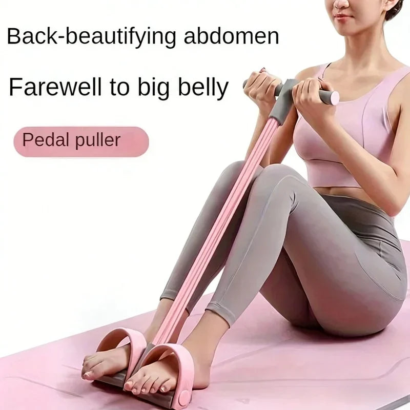 Resistance Bands 4-Tube Yoga Pedal Puller Resistance Band Elastic Pull Rope Fitness Equipment for Abdomen Waist Arm Training