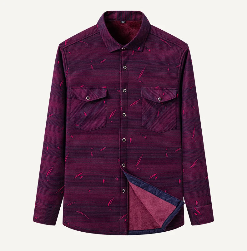 2025 Autumn Winter Men's Fashion Plaid Striped Print Shirts Double-sided Fleece Long Sleeve Thick Warm Shirts Soft Big Size 7XL