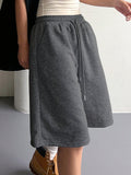 Women's Casual Versatile Stretch Drawstring Waist Loose Shorts Summer Sweater Shorts Fashionable Loose Sports Pants