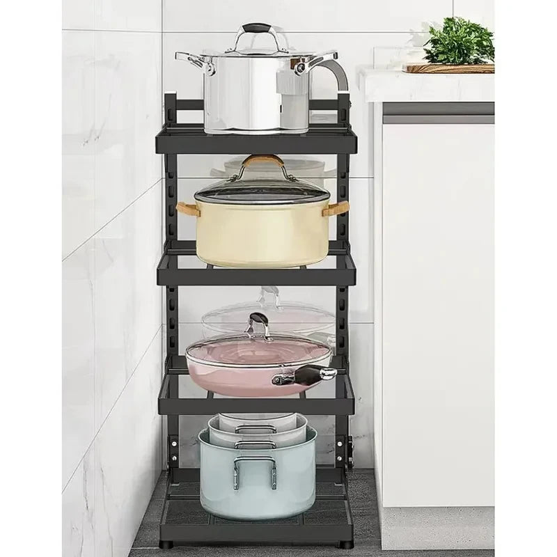 Kitchen Sink Storage Rack Multi-Layer Cooker Storage Rack for Home Stovetop Cabinets Adjustable Pot Rack Pantry Storage