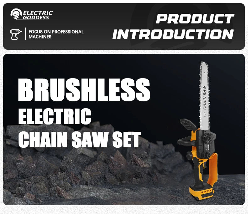 12-inch Two-hand Brushless Electric Chain Saw Automatic Lubrication System Portable Garden Logging Tool For Dewalt 20v Battery
