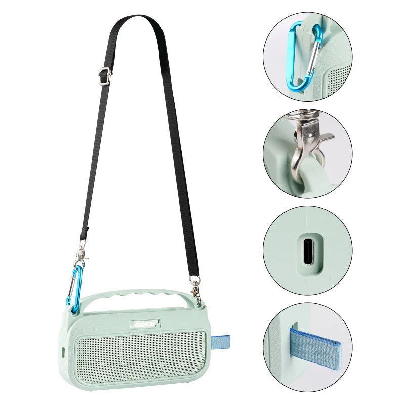 ZOPRORE Silicone Cover Case for Bose SoundLink Flex (2nd Gen) Speaker, Travel Protective Cover with Shoulder Strap and Carabiner