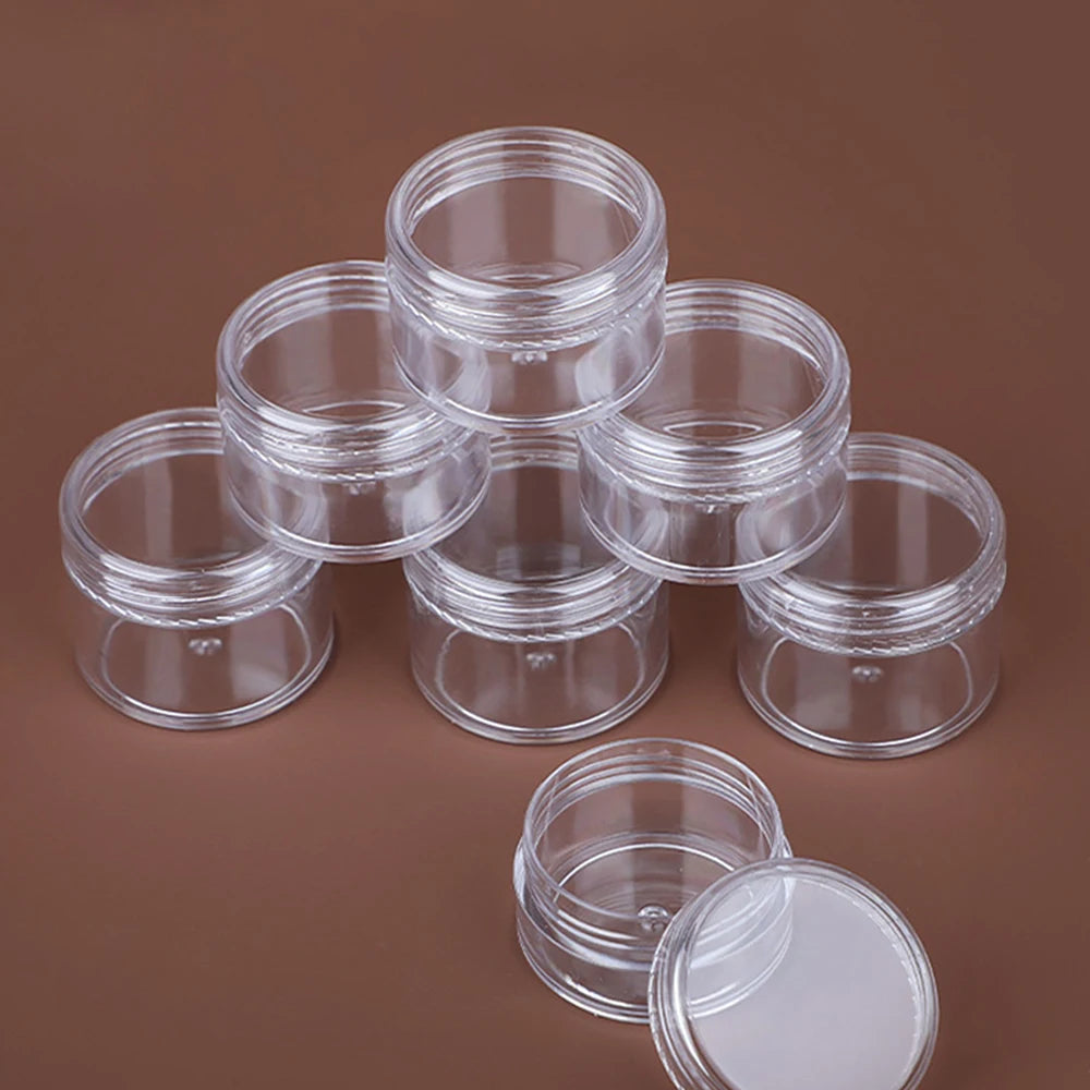 50pcs 20g 15g 10g 5g 3g  Empty Cream Jar Portable Cosmetic Containers Plastic Transparent Eyeshadow Lipbalm Sample Bottles